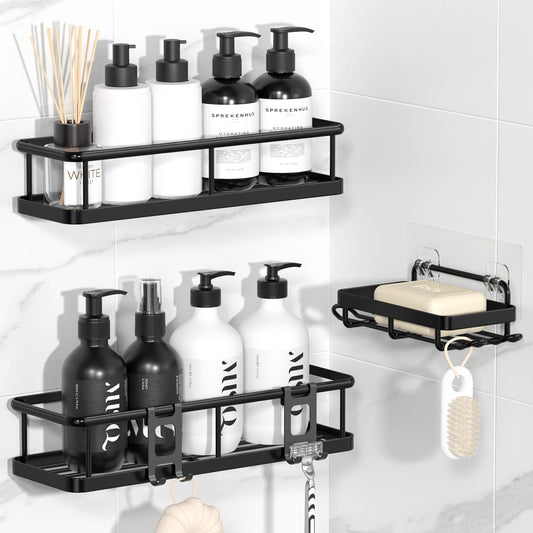 YASONIC Shower Caddy Adhesive, 100% Rustproof Shower Shelves 3 Piece