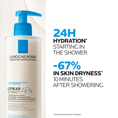 La Roche-Posay Body Wash, Lipikar Syndet AP+ Anti-Itch Body Wash For Eczema-prone Skin with Shea Butter & Niacinamide, Fragrance Free, Suitable for Sensitive Skin, 400ml - Available at All In One Marketplace Canada