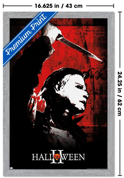 Halloween II - Affiche murale rouge, 22,4 po L x 14,7 po l, version encadrée grise