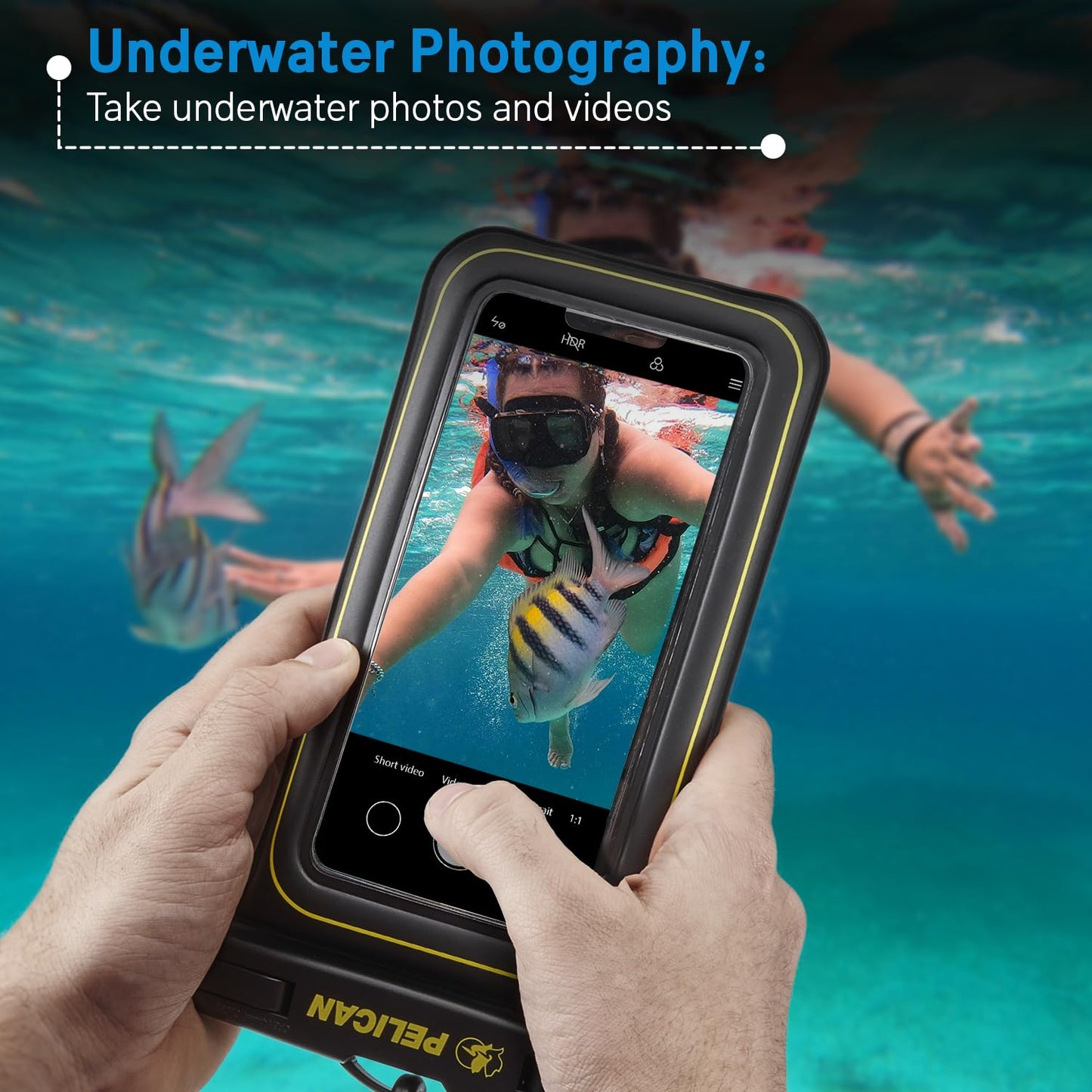 Pelican 2 Pack Marine Waterproof Phone Pouch (Regular) -Black/Hi-Vis Yellow - Available at All In One Marketplace Canada