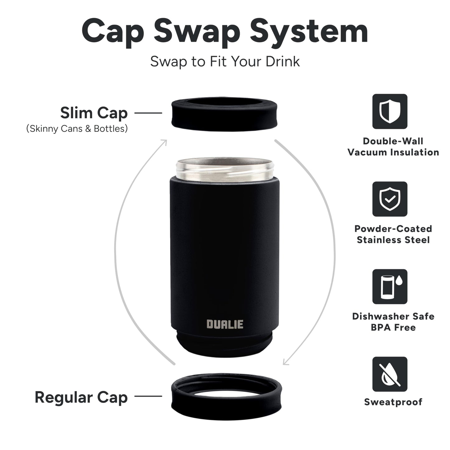 DUALIE 3 in 1 Insulated Can Cooler - Universal Size for 12 oz Cans, Slim Cans, and Bottles - 10+ Colors Available 🍁 All In One Marketplace Canada