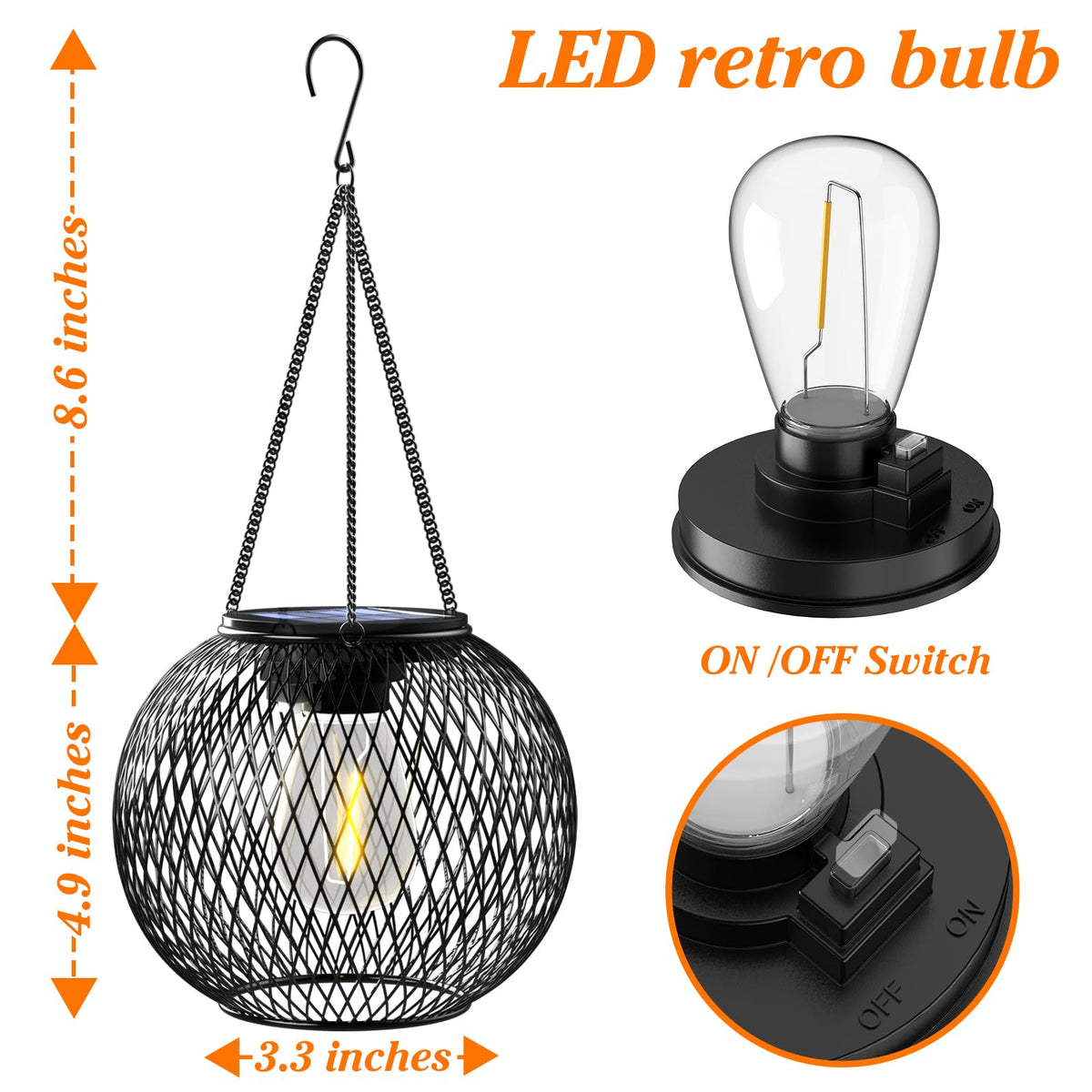 Ortiny Solar Lanterns Outdoor,Hanging Metal Lanterns,2PACK,Black 🍁 All In One Marketplace Canada
