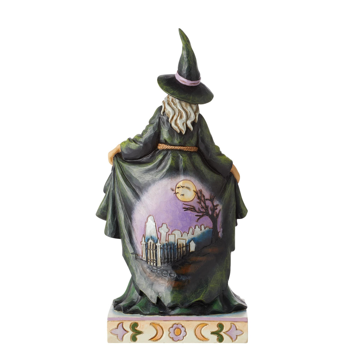 Enesco Jim Shore Heartwood Creek Halloween Scary Witch Skirt with Skulls Figurine, 9.75 Inch, Multicolor