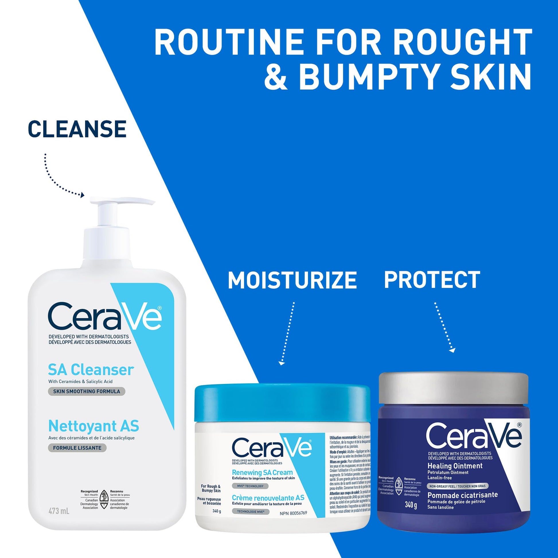 CeraVe Salicylic Acid Cream, Renewing SA Body Cream for Very Dry, Rough & Bumpy Skin, Psoriasis, Keratosis Pilaris, Itching & Flaking. With Lactic Acid, Hyaluronic Acid, Fragrance Free, 340g