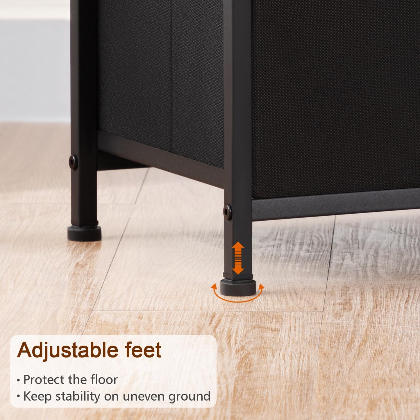 LOAKEKEL Night Stands Set 2, Bedside Table with Charging Station and LED Light, Nightstand with 2 AC Outlets and USB Ports, End Table with 2 Fabric Drawers for Bedroom, Living Room, Black, HETS02BK - Available at All In One Marketplace Canada