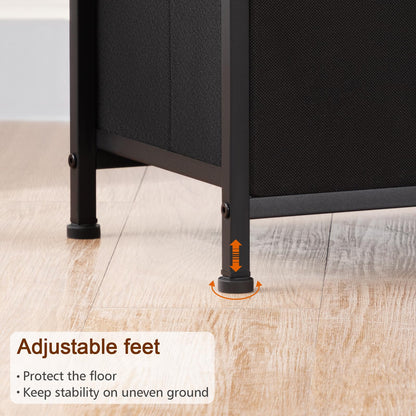 LOAKEKEL Night Stands Set 2, Bedside Table with Charging Station and LED Light, Nightstand with 2 AC Outlets and USB Ports, End Table with 2 Fabric Drawers for Bedroom, Living Room, Black, HETS02BK - Available at All In One Marketplace Canada