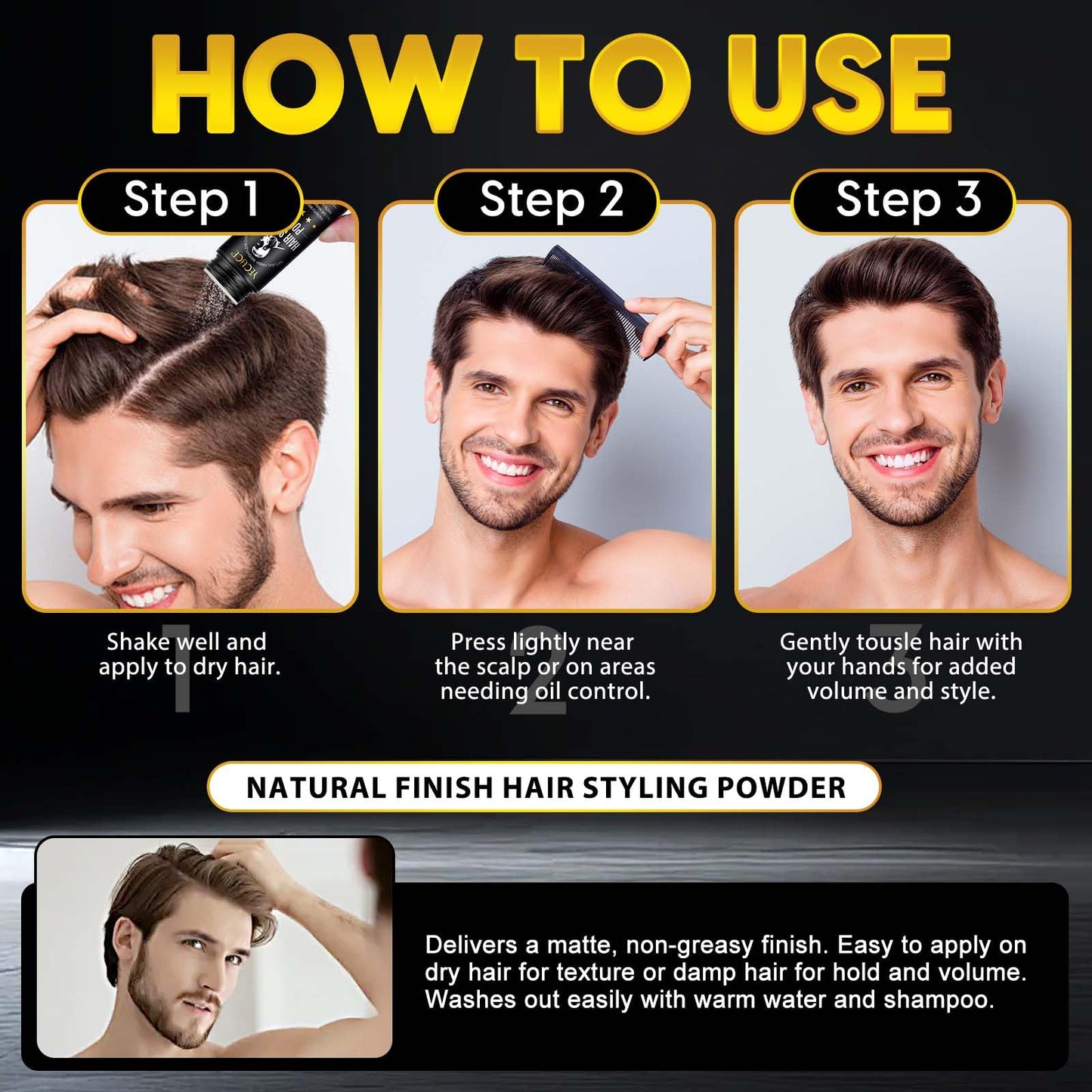 Hair Styling Powder, 2Pack Hair Texture Powder for Men and Women, Adds Volume and Texture, Alll Day Invisible, Flexible Hold, Long-lasting, Matte Finish, No Stickiness 2 x 30g - Available at All In One Marketplace Canada