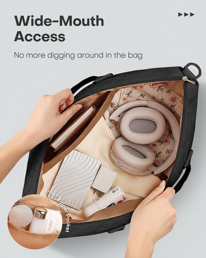 HOTOR Travel Duffel Bag - Large Weekender Bags for Women, Carry On Bag with Shoe Compartment, Overnight Bag with Toiletry Bag for Travel Essentials and Travel Accessories, Black, 34.0 x 45.0 x 20.0 cm - Available at All In One Marketplace Canada