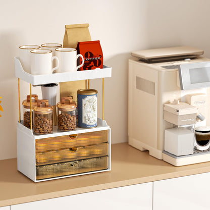 StorBin 3 Large Drawers Makeup Organizer - 5 Tier Bathroom Counter Organizers and Storage, Versatile Perfume Vanity Organizer, Ideal for Cosmetic, Large Skincare, Face Mask, Office Supplies, Amber - Available at All In One Marketplace Canada