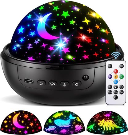 PIKOY Night Light for Kids,93 Lighting+3 Films Star Projector Night Light, Dimmable Remote Star Lights, 360° Sensory Projector Nightlight Glow in the Dark Stars, Toddler 3 Year Old Boy Toys for 3-5