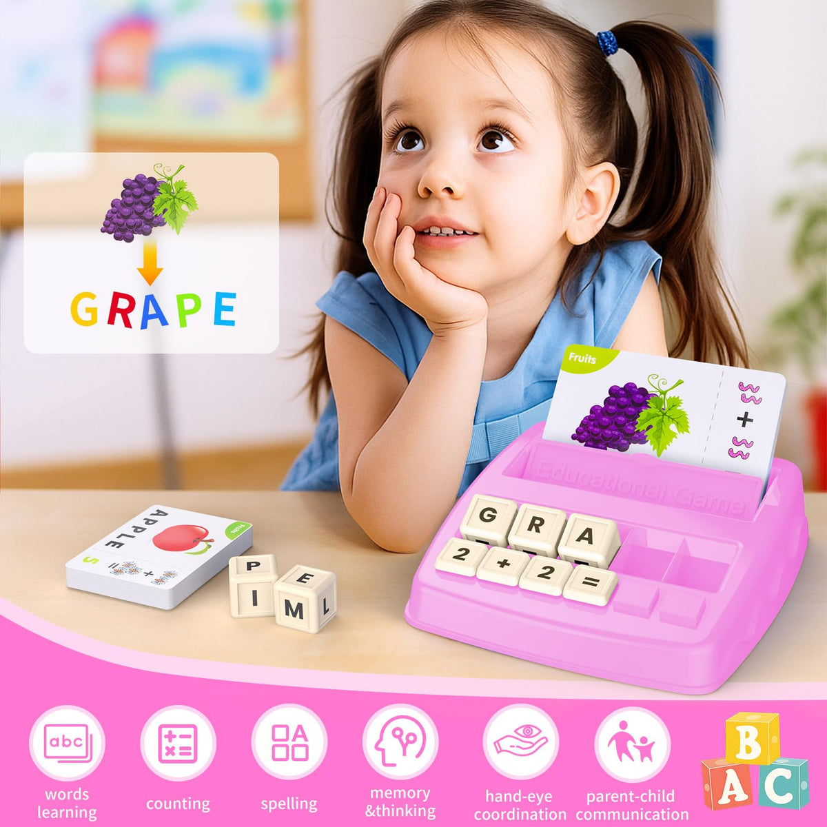 DEGIDEGI Educational Toys for Kids Ages 3-8, Matching Letter Spelling Game ABC Learning, Learning Toys for 4-7 Year Old Girls,Christmas Birthday Party Gifts for 3 4 5 6 7 8 Year Olds Girls Pink 🍁 All In One Marketplace Canada
