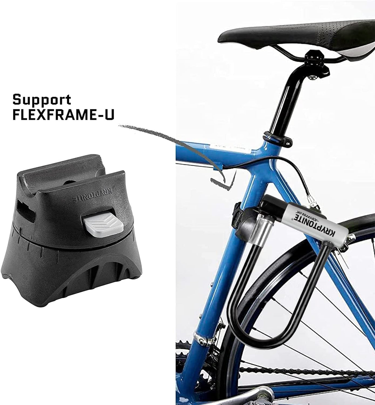 Kryptonite Kryptolok Standard 12.7mm U-Lock Bicycle Lock with FlexFrame-U Bracket & KryptoFlex 410 10mm Looped Bike Security Cable