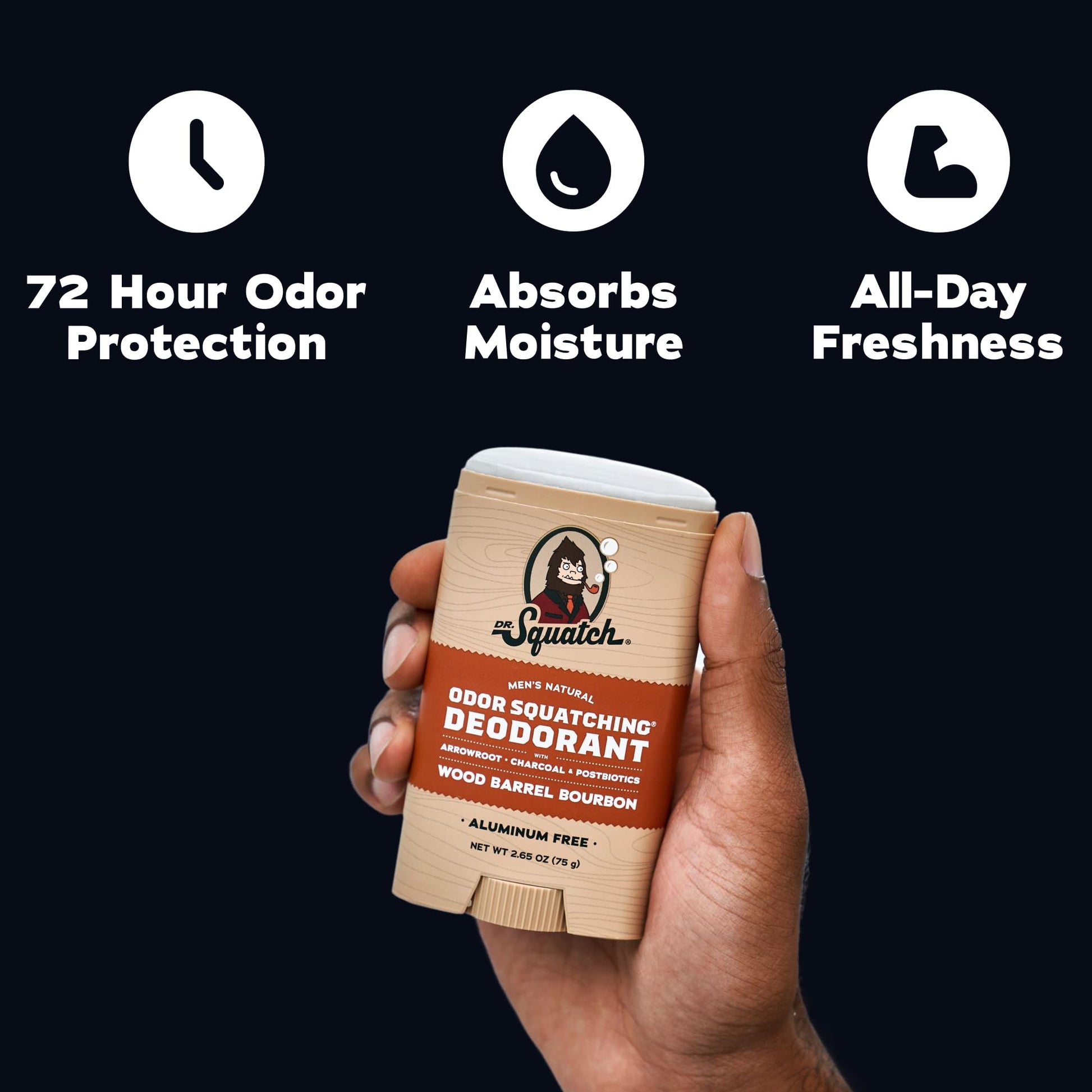 Dr. Squatch Natural Men’s Deodorant – Aluminium Free Natural Deodorant For Men with Charcoal & Postbiotics for 72-Hour Odor Protection – Wood Barrel Bourbon, 2.65oz Stick (2-pack) - Available at All In One Marketplace Canada