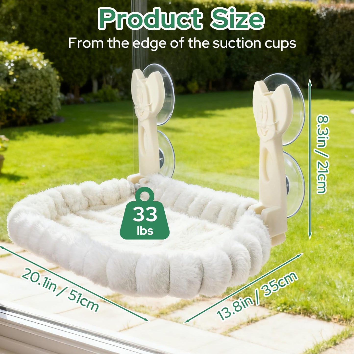 Ceecysaa Cat Window Perch, Cat Hammock Cordless Window Bed with Easy Assembly Strong Metal Frame and Removable Soft Cover, 4 Strong Suction Cups Soft Cover Foldable Cats Shelf Seat for Indoor Cats - Available at All In One Marketplace Canada