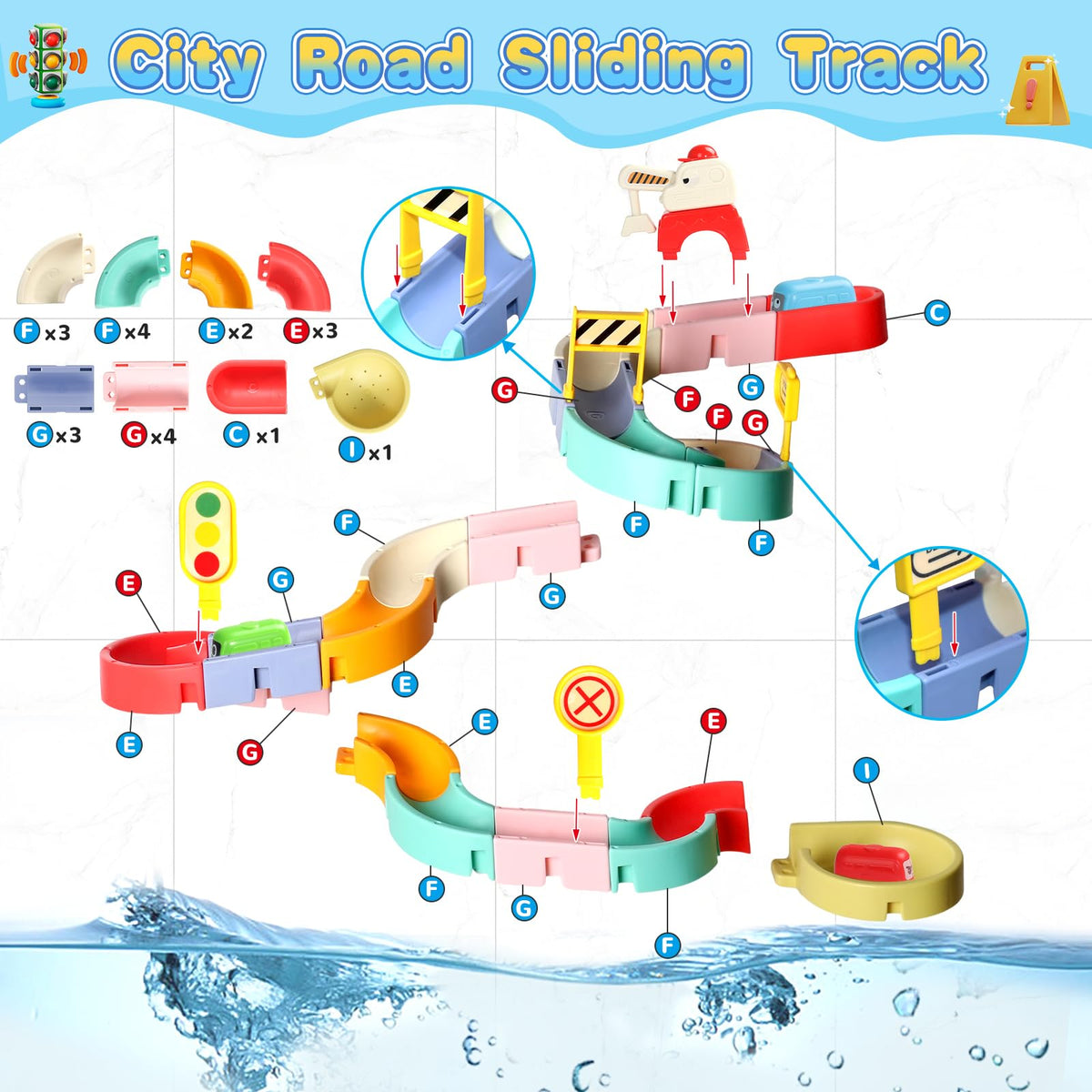 Fajiabao Bath Toys for Kids 3-5, DIY Marble Run Set, 38 PCS 🍁 All In One Marketplace Canada