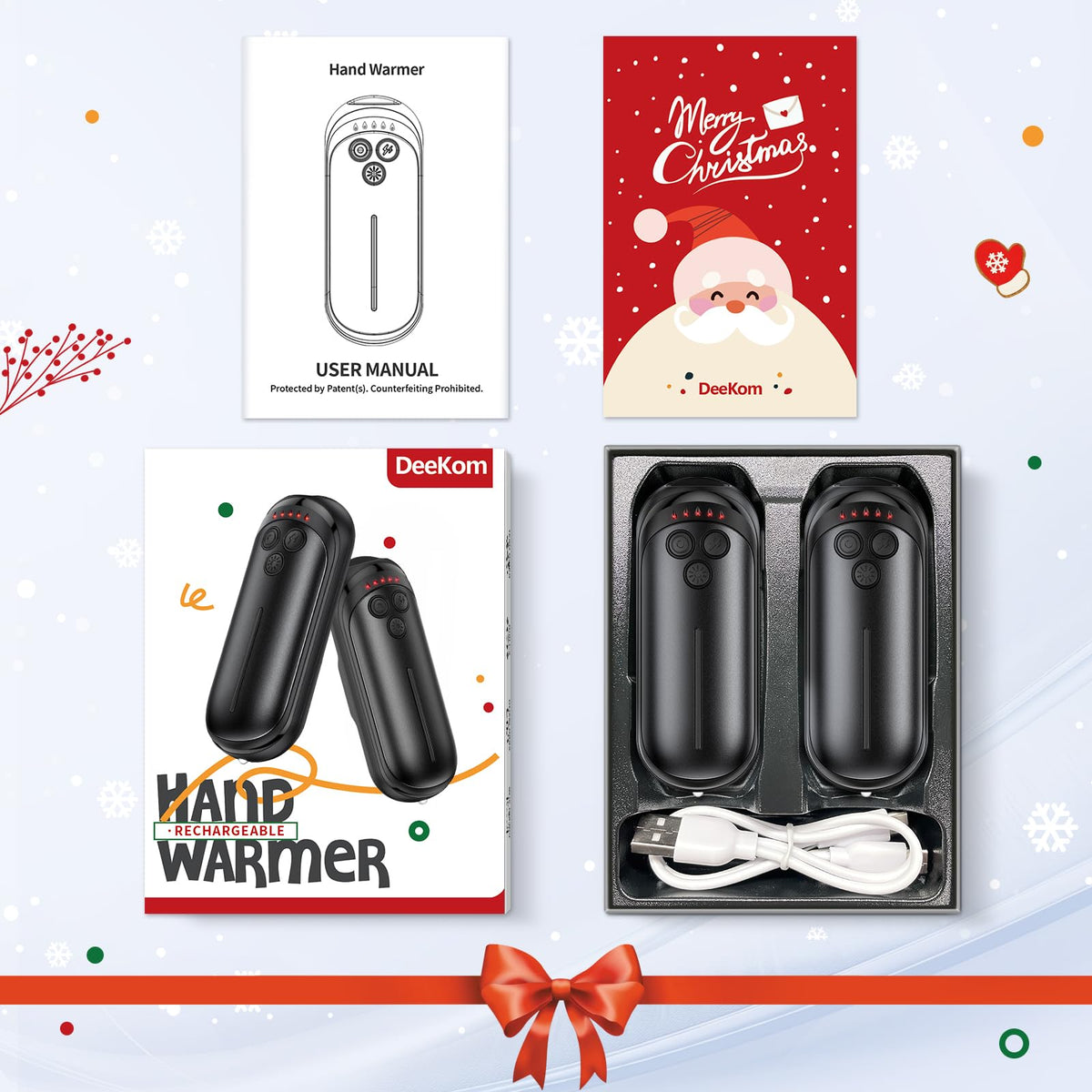 DeeKom Rechargeable Hand Warmers 2 Pack, 6000mAh Electric Hand Warmer Rechargeable, 2 in 2 Portable Hand Warmers with AI Smart Chips, Outdoor, Hunting, Camping for Family for Christmas 🍁 All In One Marketplace Canada