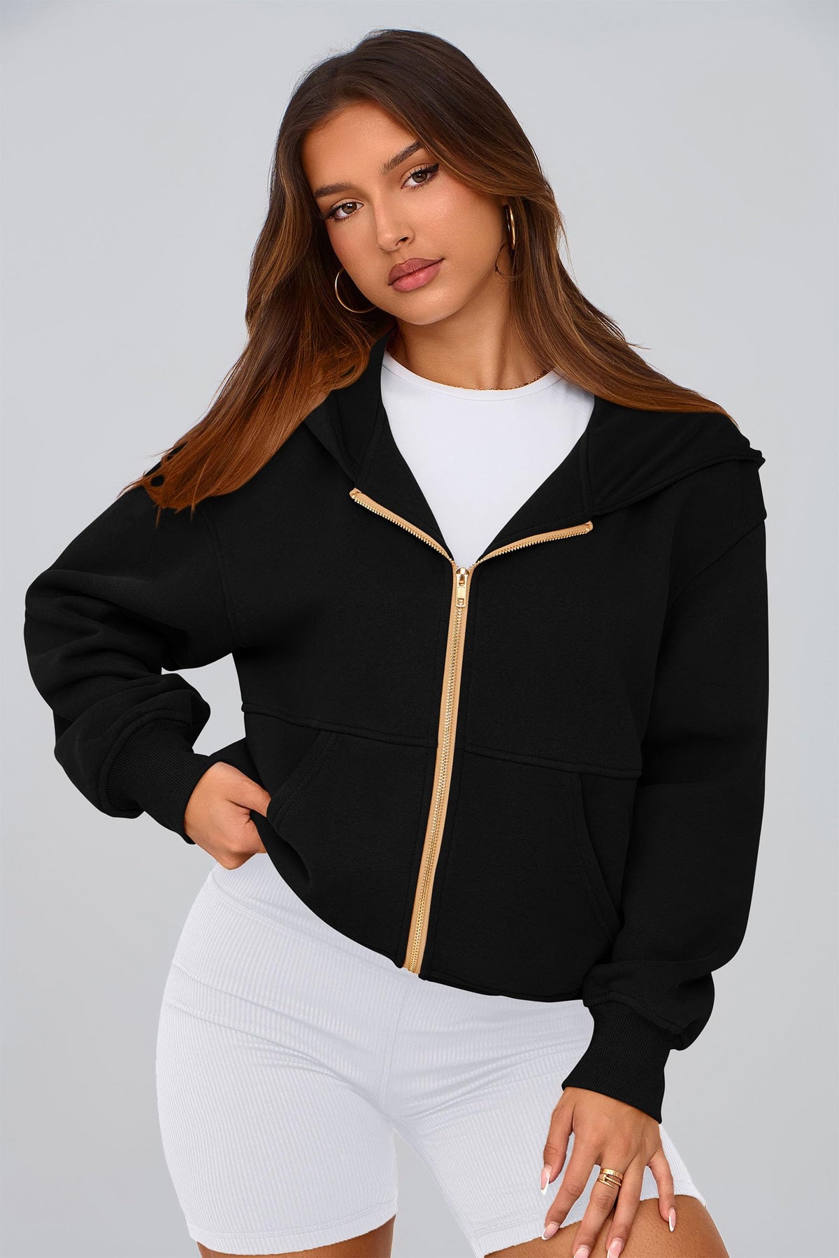 PRETTYGARDEN Hoodies for Women Zip Up Fleece Sweatshirt(Black,M) 🍁 All In One Marketplace Canada