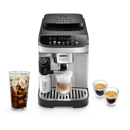 De'Longhi Magnifica Evo Automatic Espresso & Coffee Machine with Auto Milk Frother, Built-in Grinder & Auto-Clean Function - For Latte, Cappuccino, Americano, Iced Coffee, ECAM29084SB, Silver - Available at All In One Marketplace Canada
