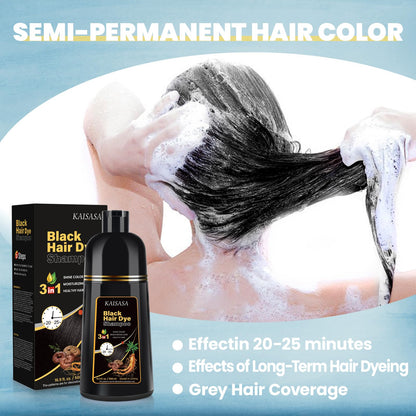 Black Hair Dye Shampoo 3 in 1, Natural Hair Dye Semi Permanent Hair Color shampoo, 100% Gray Hair Cover Up for Treated Hair Color for Women Men, 500ML - Available at All In One Marketplace Canada