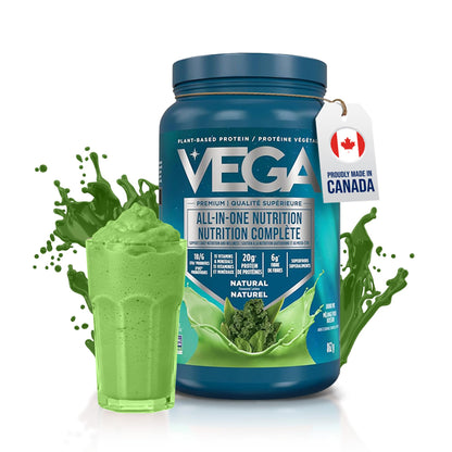 Vega Premium All-in-One Nutrition Protein Powder – 20g Plant-Based Vegan Protein, Vitamins & Probiotics, Natural, 862g (22 Servings) 🍁 All In One Marketplace Canada