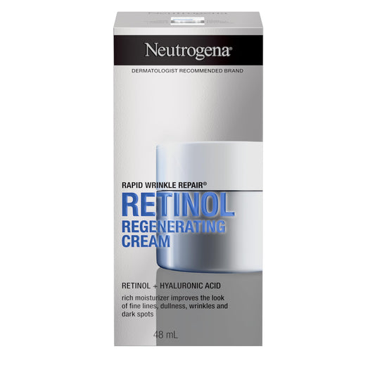 Neutrogena Retinol Face Moisturizer, Rapid Wrinkle Repair, Daily Anti-Aging Neck & Face Cream with Hyaluronic Acid, Retinol Cream, Fragrance Free, Fades Fine Lines, Wrinkles and Dark Spots, 48 mL - Available at All In One Marketplace Canada