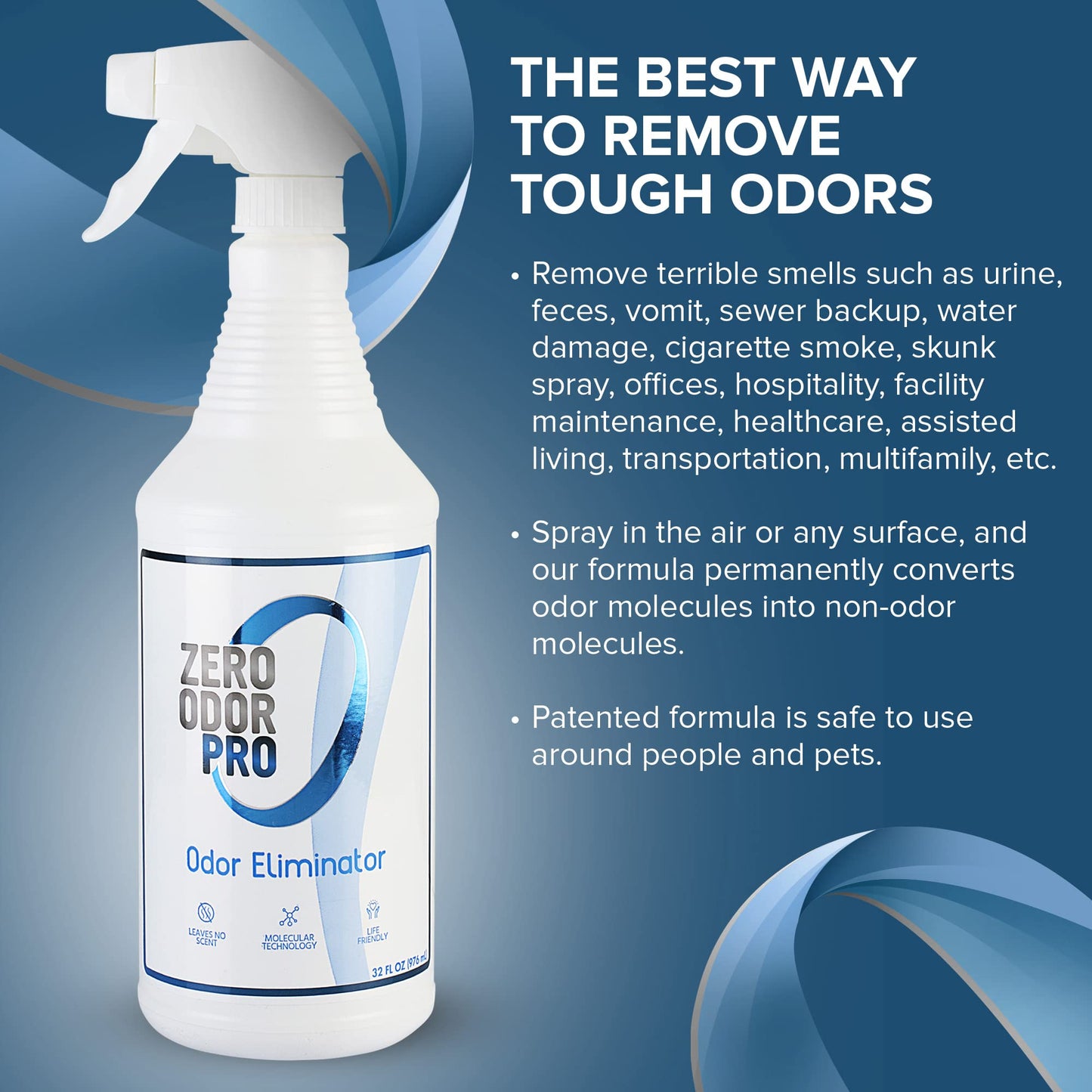 Zero Odor – Professional Odor Eliminator- Eliminate Extreme Air & Surface Odor– Patented Molecular Technology Best for Strong, Persistent Odor- Smell Great Again, 32oz(Over 700 Sprays) - Available at All In One Marketplace Canada