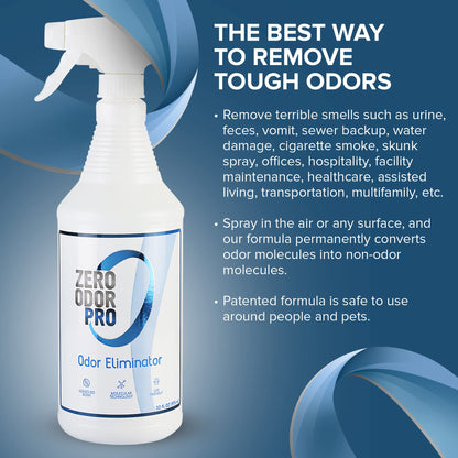 Zero Odor – Professional Odor Eliminator- Eliminate Extreme Air & Surface Odor– Patented Molecular Technology Best for Strong, Persistent Odor- Smell Great Again, 32oz(Over 700 Sprays) - Available at All In One Marketplace Canada