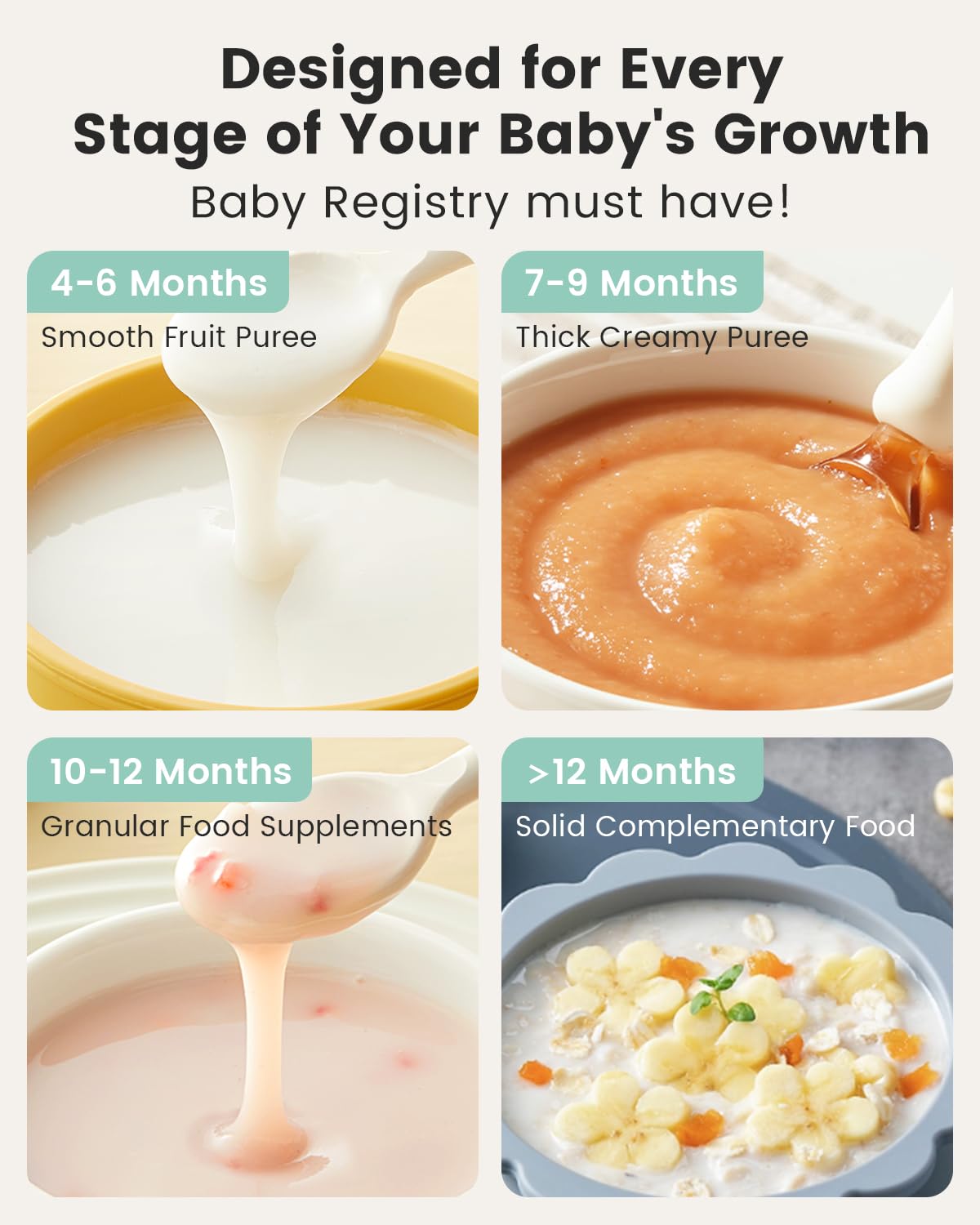 Grownsy Baby Food Maker with Steam Basket, One Step Baby Food Processor Steamer Puree Blender Grinder Mills Machine, Auto Cooking Grinding and Sterilizing for Healthy Homemade Food, BPA-Free