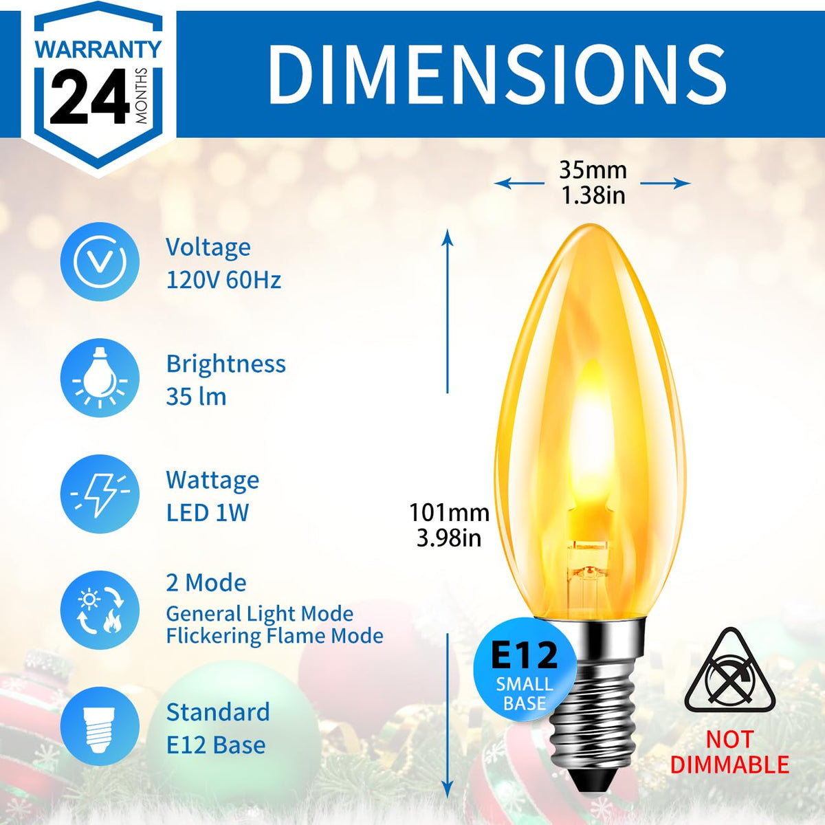 ANWIO Flicker Flame Light Bulbs E12 Base for Indoor & Outdoor Decor 2 Pack 🍁 All In One Marketplace Canada