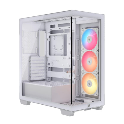 CORSAIR 3500X RS-R ARGB Mid-Tower PC Case – 3X Pre-Installed RS120-R ARGB Fans, GPU Anti-Sag Arm, Fits up to 10x 120mm Fans, Reverse Connection Motherboard Compatible – White Corsair