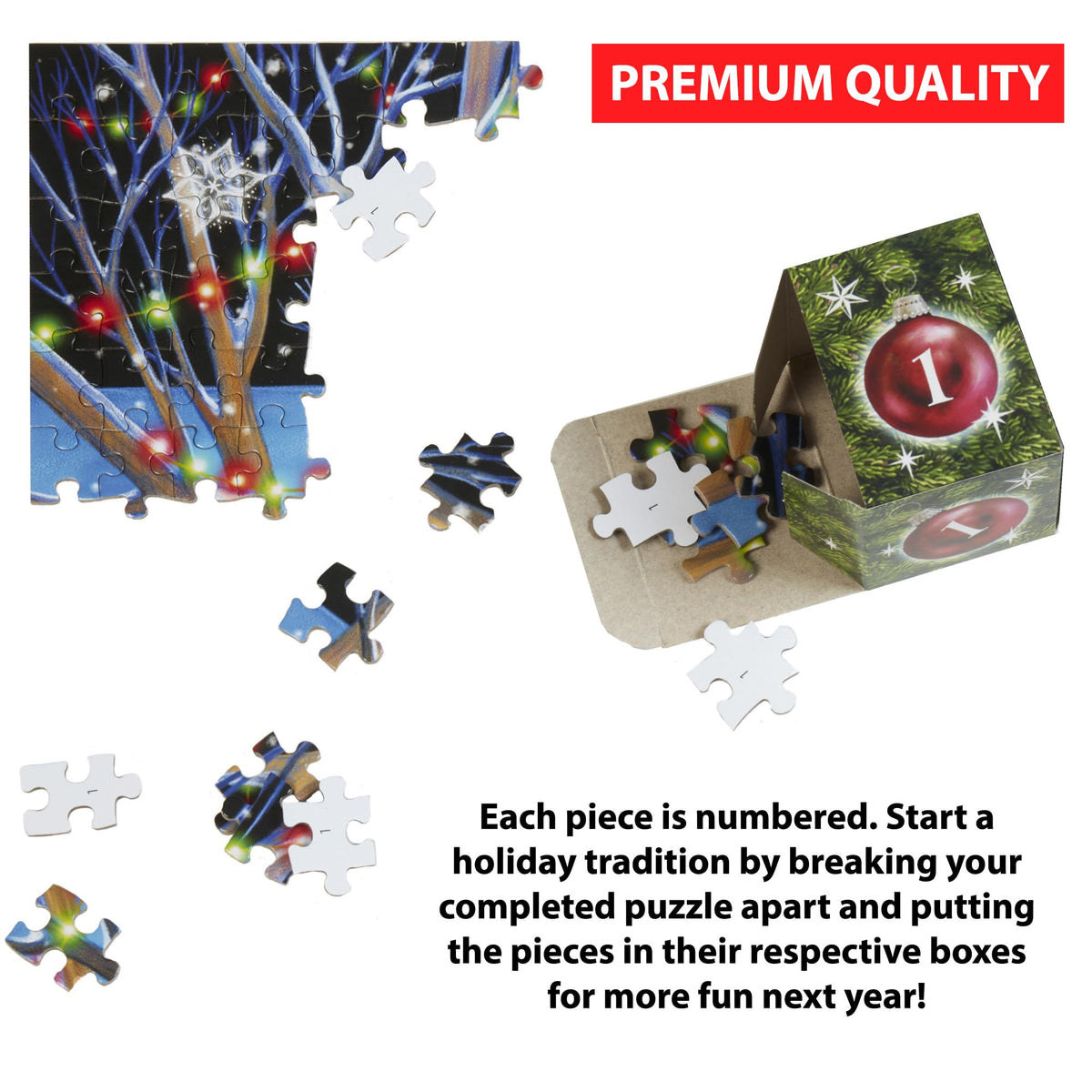 Christmas Cheer Jigsaw Puzzle Advent Calendar 1000 Pieces by Vermont Christmas Company - 24 Puzzle Sections to Complete - Count Down to Christmas Each Day in December 🍁 All In One Marketplace Canada
