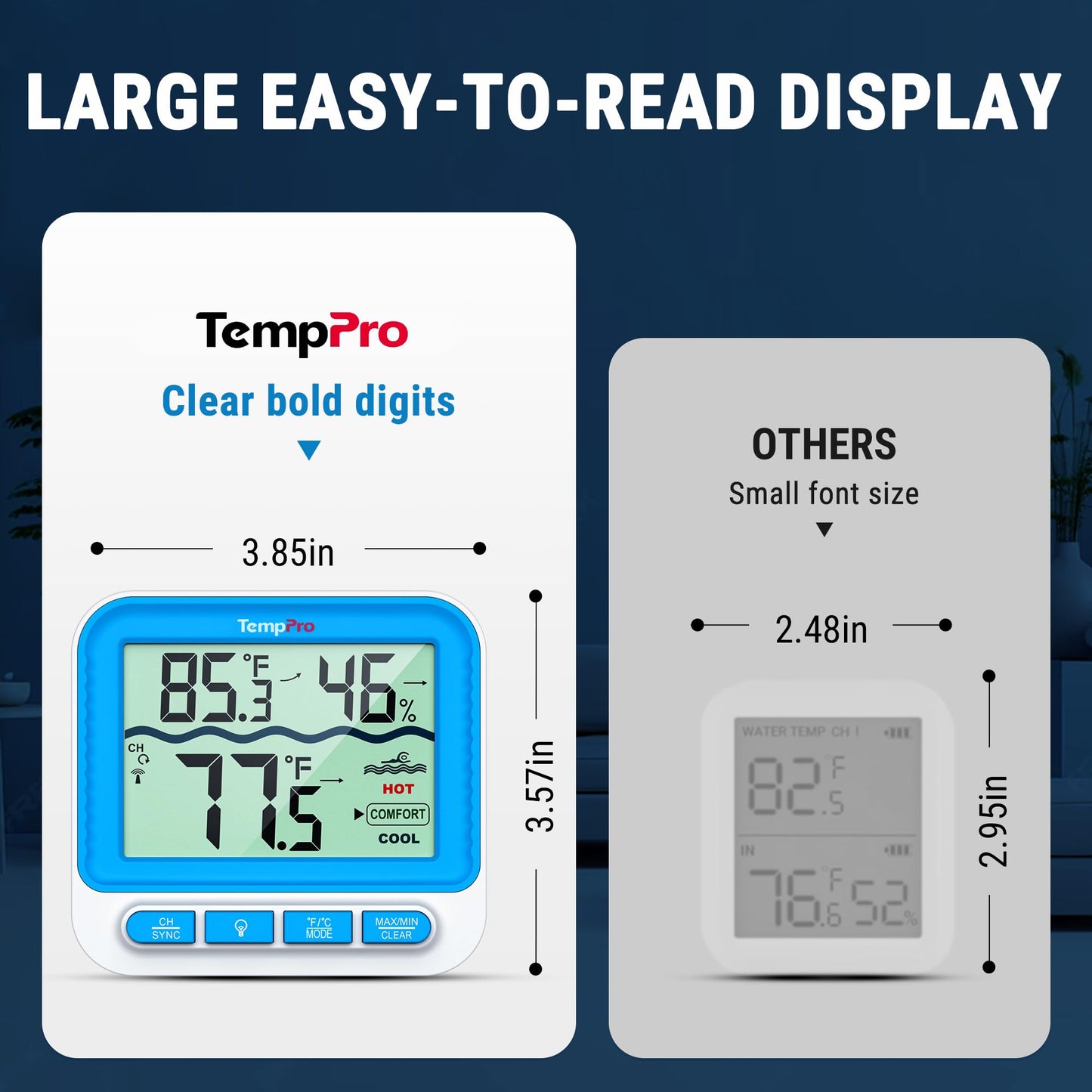 TempPro Waterproof Wireless Pool Thermometer Easy Read, Digital Pool Thermometer Floating for Swimming Pool, Hot Tub, Cold Plunge, Pond, Upgraded IPX8 Water Temperature Monitor (Previously ThermoPro) - Available at All In One Marketplace Canada