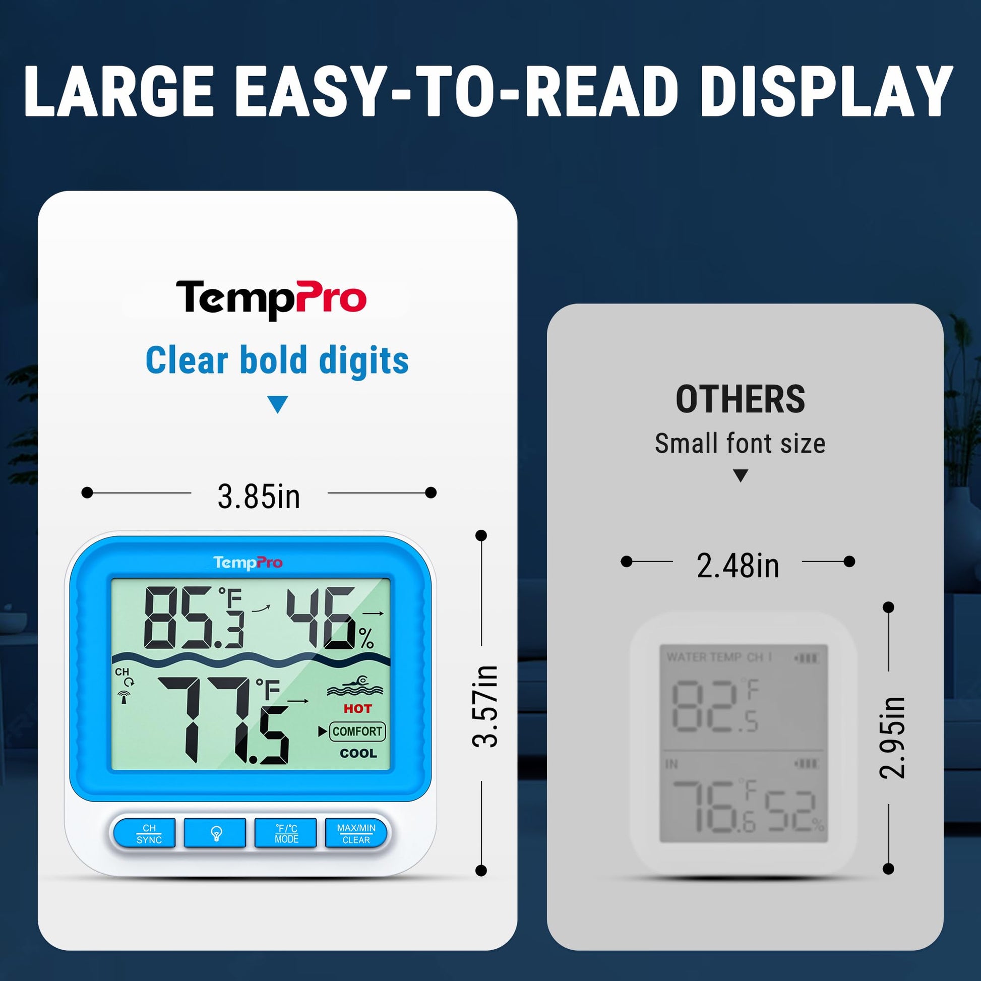 TempPro Waterproof Wireless Pool Thermometer Easy Read, Digital Pool Thermometer Floating for Swimming Pool, Hot Tub, Cold Plunge, Pond, Upgraded IPX8 Water Temperature Monitor (Previously ThermoPro) - Available at All In One Marketplace Canada
