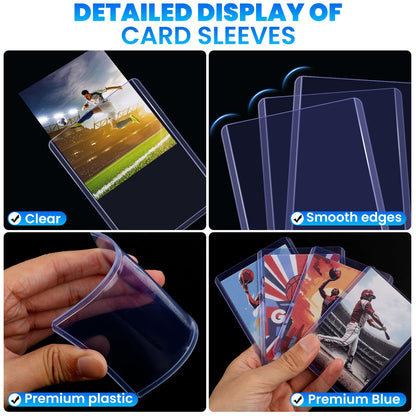 ZENOWICK 200 Packs Card Sleeves Hard, Top Loaders for Cards 3" x 4" Card Protectors Plastic, Card Top Loaders Fit for Hockey, Baseball, Football Cards (100 Hard + 100 Soft Sleeves)