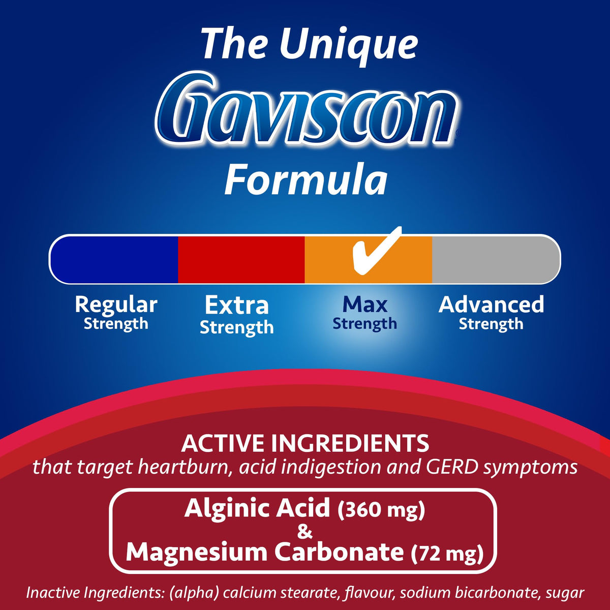 Gaviscon Max Relief Tablets - 100 Count - Chewable Foaming Antacid Tablets for Day and Night Heartburn Relief, Acid Reflux and GERD Relief, Berry Blend - Free of Aluminum, Lactose and Gluten