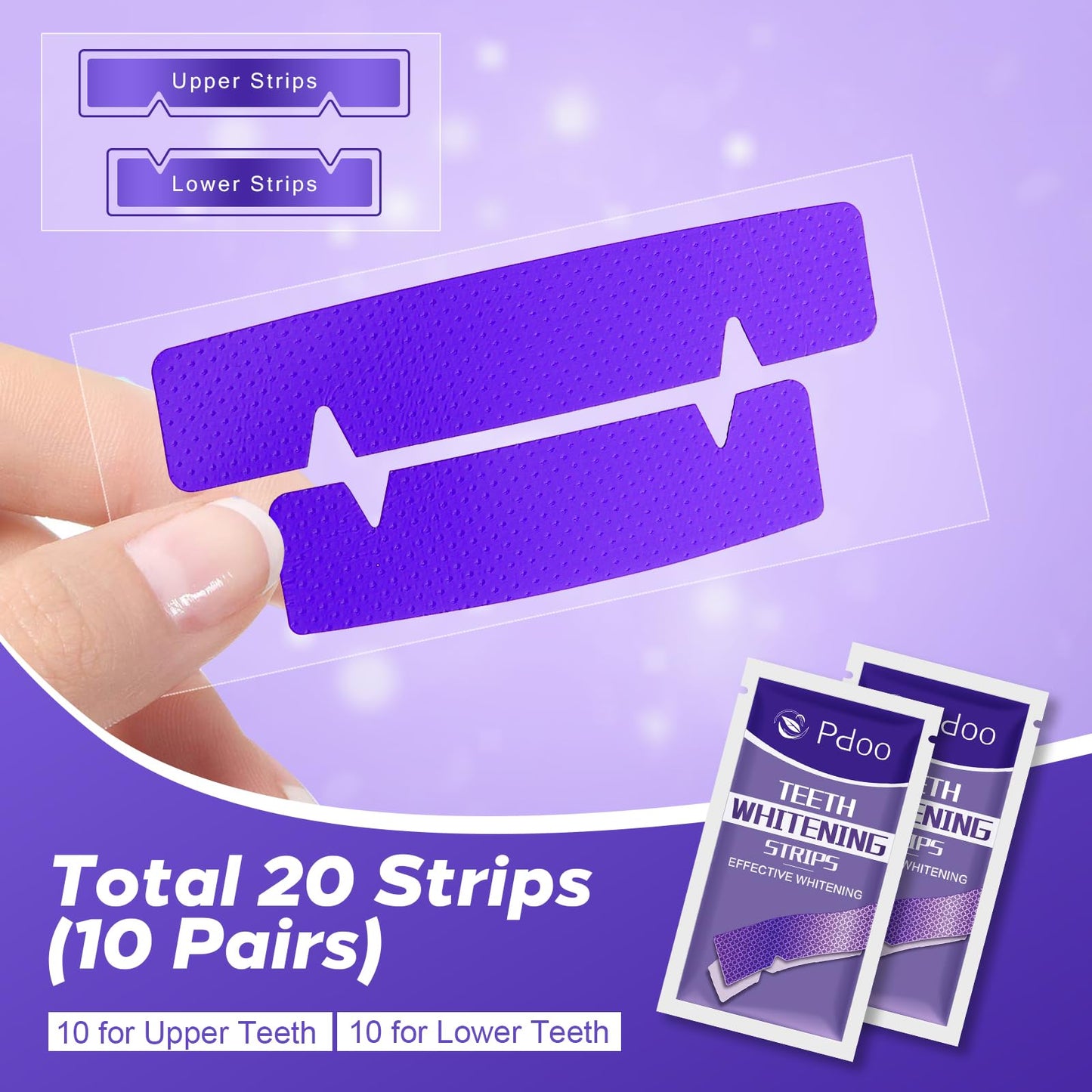 Purple Teeth Whitening Strip 20 Non-Slip Strips - Whitening for Teeth Sensitive, Professional Teeth Whitening Strips, Fast Remove Smoking, Coffee, Wine Stains, Teeth Whitening Kit Pack - Available at All In One Marketplace Canada