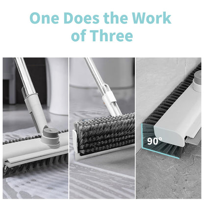 Floor Scrub Brush with Long Handle, 3 in 1 Scrape and Heavy-Duty Stiff Bristle Scrubber Brush for Cleaning Shower Bathroom, Patio, Garage, Kitchen, Wall and Deck - Available at All In One Marketplace Canada