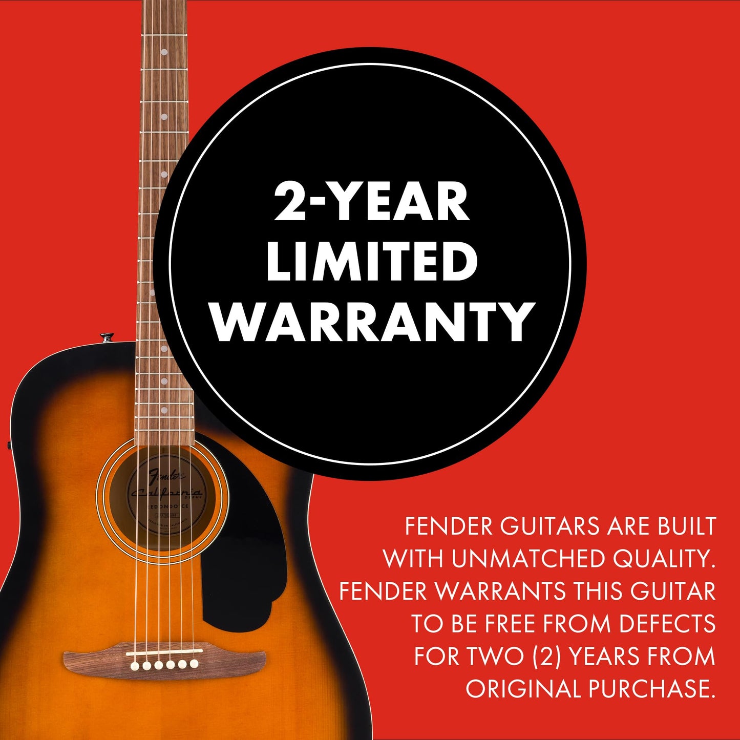 Fender California Debut Redondo CE Series Acoustic Guitar, Beginner Guitar, 2-Year Warranty, Includes Built-In Tuner, 2-Tone Sunburst Fender