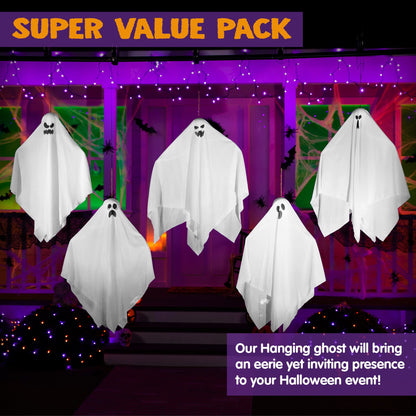 JOYIN 27.5" Halloween Hanging Ghosts Outdoor Decoration(5 Pack), Cute Flying Ghosts for Halloween Front Yard Patio Lawn Garden Party Décor and Holiday Hanging Decorations 🍁 All In One Marketplace Canada