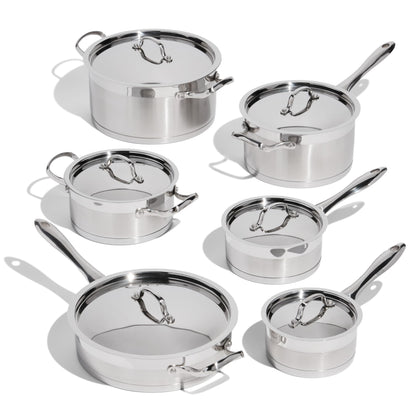 Lagostina Moderna 12-Piece Stainless Steel Cookware Set, Commercial Capsule Base, Induction Safe Pots and Pan Set Includes Saucepan, Casserole, Dutch Oven & Lids, Oven Safe up to 400°F / 204ºC 🍁 All In One Marketplace Canada Lagostina