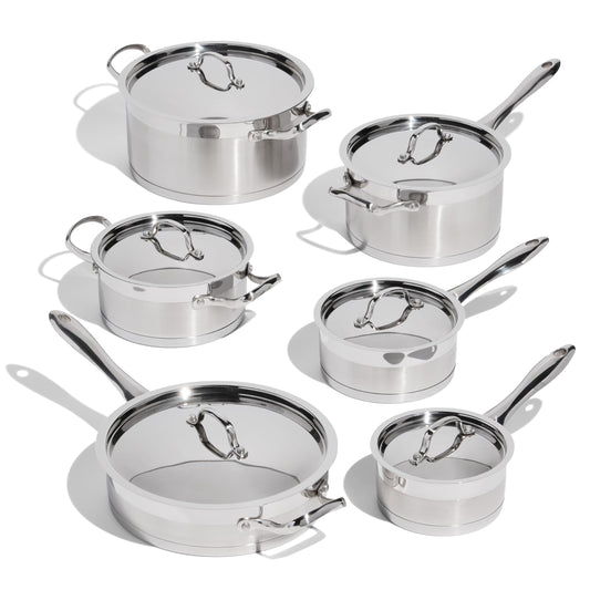 Lagostina Moderna 12-Piece Stainless Steel Cookware Set, Commercial Capsule Base, Induction Safe Pots and Pan Set Includes Saucepan, Casserole, Dutch Oven & Lids, Oven Safe up to 400°F / 204ºC 🍁 All In One Marketplace Canada Lagostina