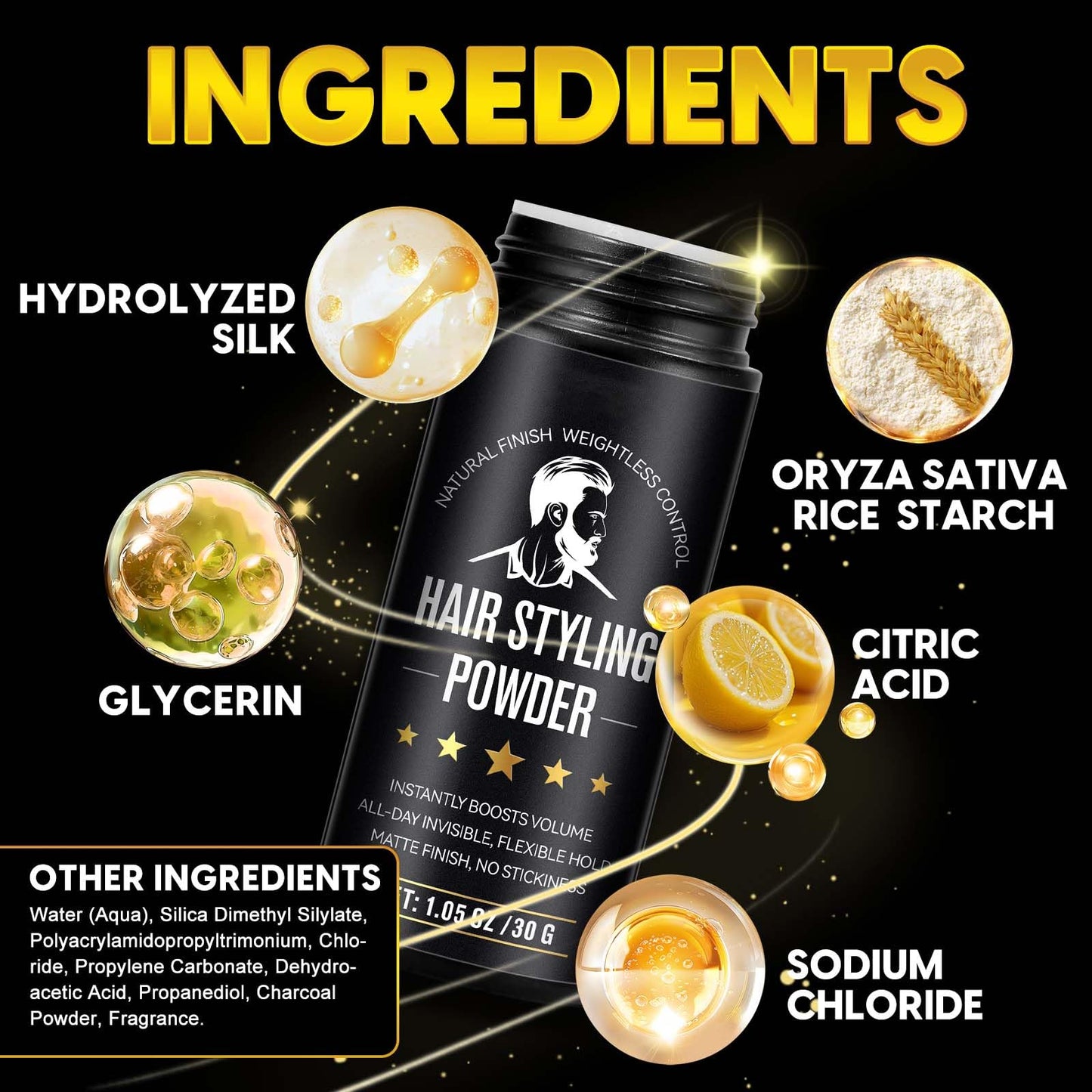 Hair Styling Powder, 2Pack Hair Texture Powder for Men and Women, Adds Volume and Texture, Alll Day Invisible, Flexible Hold, Long-lasting, Matte Finish, No Stickiness 2 x 30g - Available at All In One Marketplace Canada