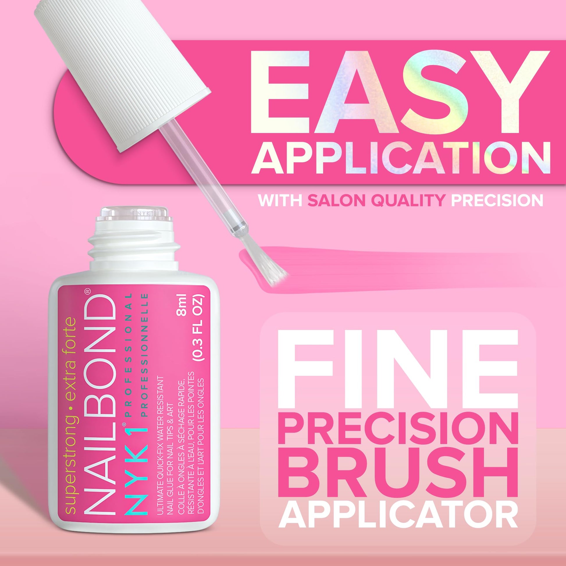 NYK1 Super Strong Nail Glue For Press On Nails, Nail Tips And Acrylic Nails (8ml) Nail Bond Brush On Nail Glue For Acrylics Glue On Nails And Fake Nails With Glue Brush for Stick On Nails Tips - Available at All In One Marketplace Canada
