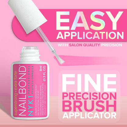 NYK1 Super Strong Nail Glue For Press On Nails, Nail Tips And Acrylic Nails (8ml) Nail Bond Brush On Nail Glue For Acrylics Glue On Nails And Fake Nails With Glue Brush for Stick On Nails Tips - Available at All In One Marketplace Canada