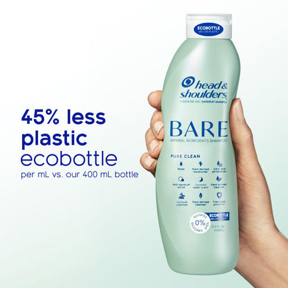Head & Shoulders Anti-Dandruff Shampoo, Bare Pure Clean, 1% Pyrithione Zinc, Oily Scalp Relief, Free of Sulfates, Silicones, Dyes, Dermatologically Accredited by Skin Health Alliance (2x 400mL) Head & Shoulders