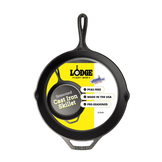 LODGE MFG L10SK3 Lodge Logic, 12" Diameter, 2" Deep, Pre-Seasoned Cast Iron Skillet, black - Available at All In One Marketplace Canada