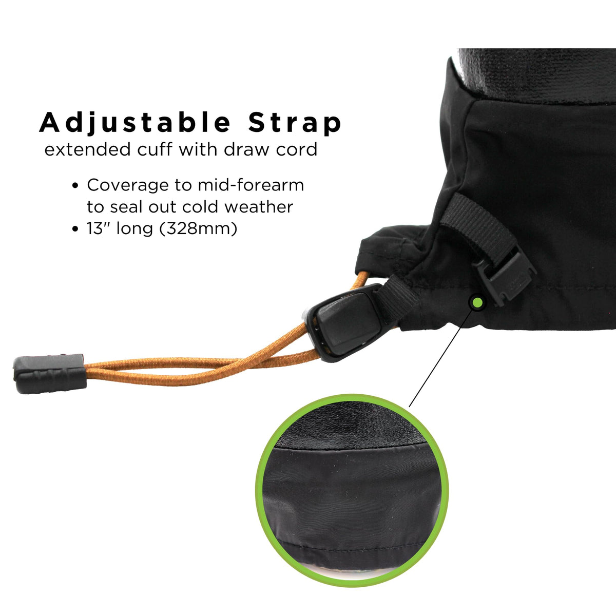 SHOWA TEMRES 282-02 Waterproof Insulated Winter Work Gloves, Breathable Polyurethane, Integrated Drawstring Gaiter Snow Cuff, Thermal Fleece for Skiing, Ice Fishing, Black, Medium, 1-Pair 🍁 All In One Marketplace Canada