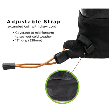 SHOWA TEMRES 282-02 Waterproof Insulated Winter Work Gloves, Breathable Polyurethane, Integrated Drawstring Gaiter Snow Cuff, Thermal Fleece for Skiing, Ice Fishing, Black, XX-Large, 1-Pair 🍁 All In One Marketplace Canada