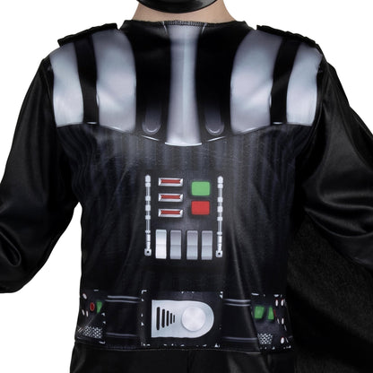 Star Wars Darth Vader Official Youth Halloween Costume - Printed Jumpsuit with Cape and Plastic Mask (S) Black