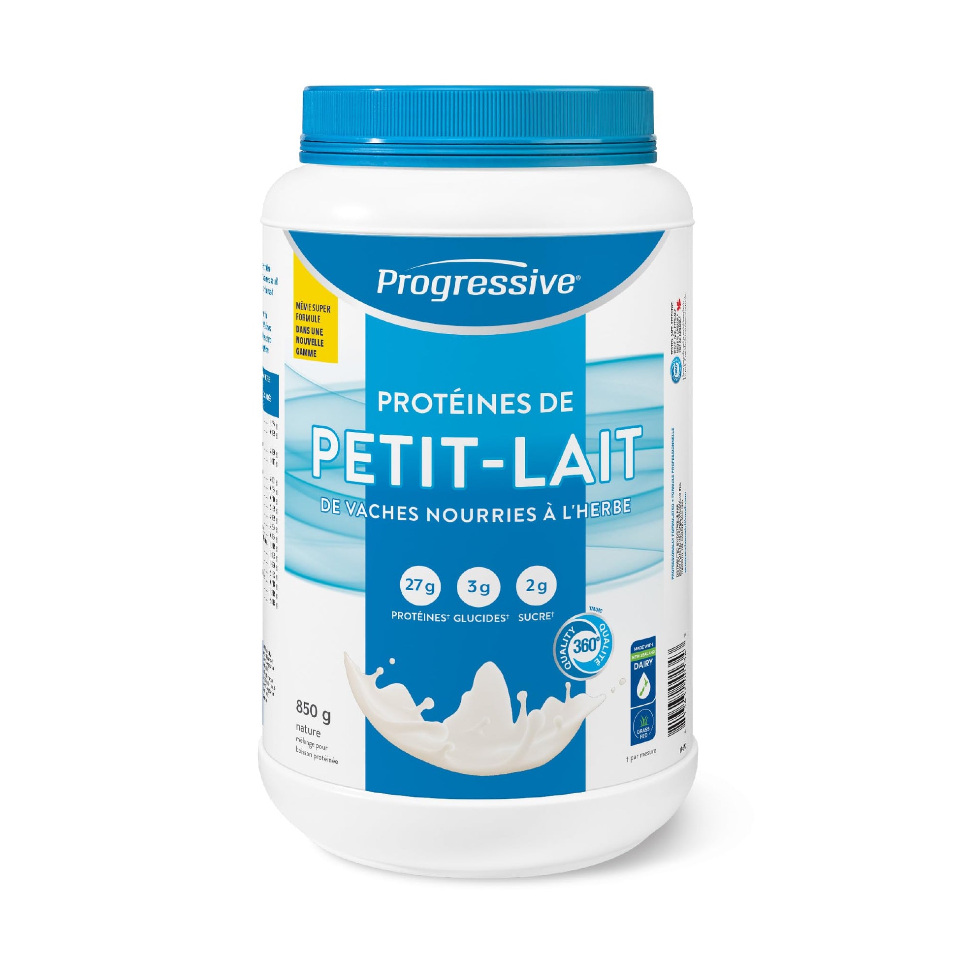 Progressive Grass-Fed 100% Whey Protein Powder Unflavoured, 27g of New Zealand Whey Concentrate per Scoop for Muscle Gain, Pasture-Raised, Non-GMO, Canadian-Made Antibiotic-free, Hormone-free, 850 g - Available at All In One Marketplace Canada